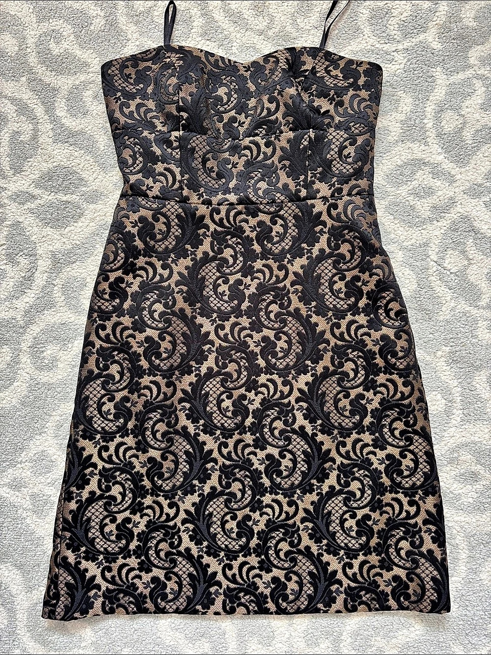 LOFT Paisley Mini Dress Black & Brown Size 2